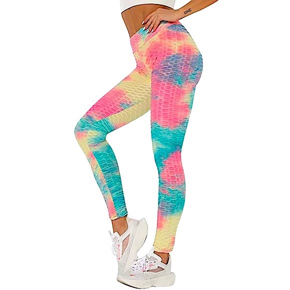 Zrucci size large pastel tie dye honeycomb tiktok booty lift leggings NWT - Picture 1 of 16